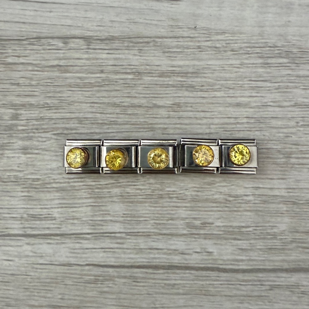 Talexia Silver Charm Bracelet Yellow Stone Links-NWOT